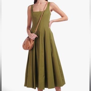 STAUD Olive Green Wells Midi Dress